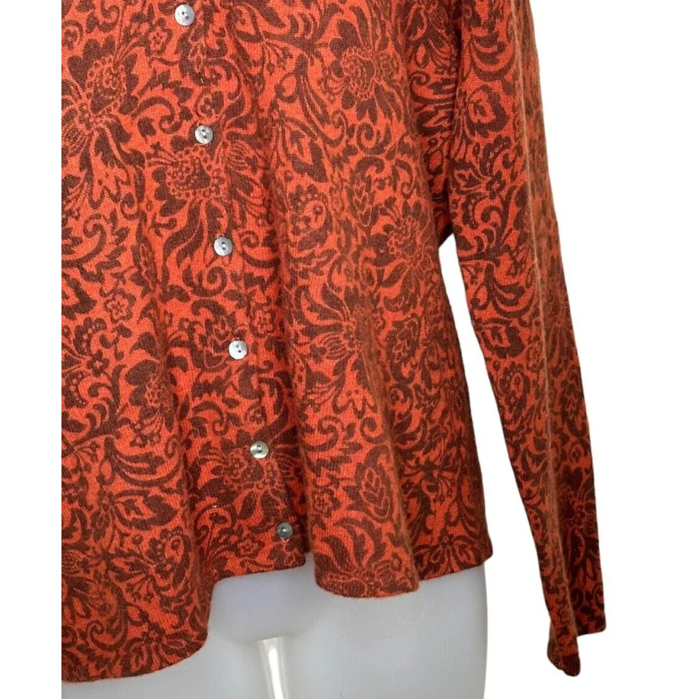 Vintage Jillian Jones Cardigan Sweater Womens Large Rust Brown‎ Paisley Buttons